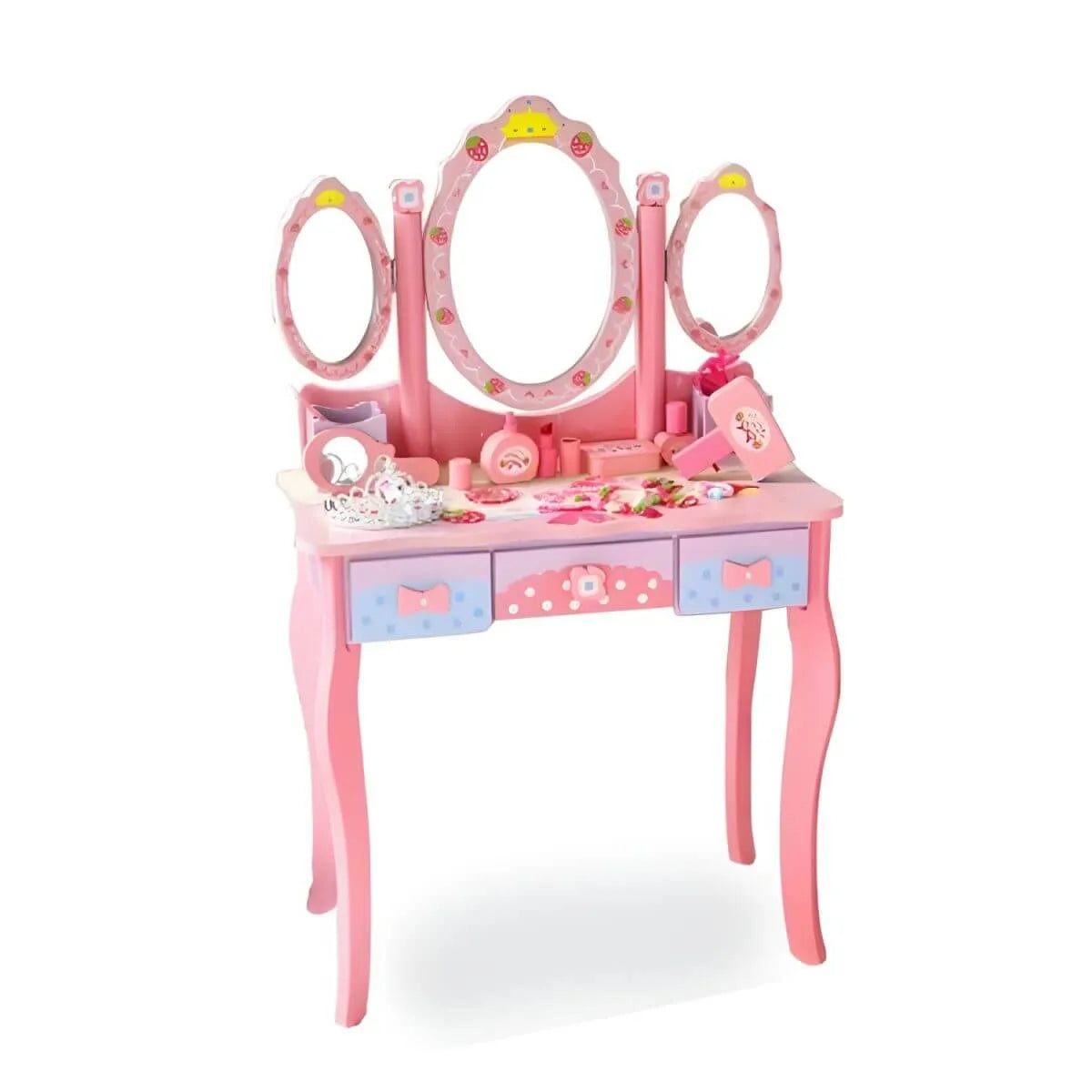 Princess-Themed Kids Makeup Vanity Set with Mirror and Storage