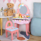 Princess-Themed Kids Makeup Vanity Set with Mirror and Storage