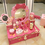 Princess-Themed Kids Makeup Vanity Set with Mirror and Storage