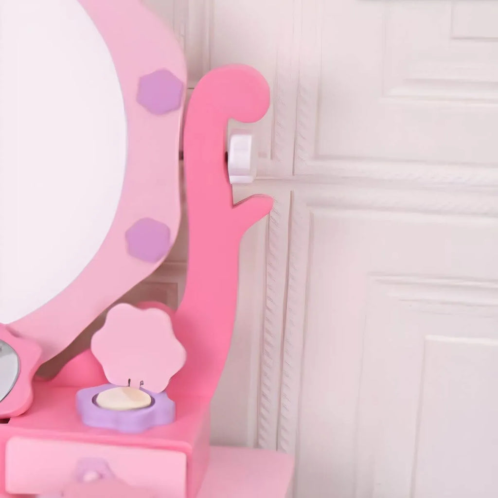Princess-Themed Kids Makeup Vanity Set with Mirror and Storage