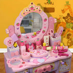 Princess-Themed Kids Makeup Vanity Set with Mirror and Storage