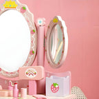 Princess-Themed Kids Makeup Vanity Set with Mirror and Storage