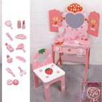 Princess-Themed Kids Makeup Vanity Set with Mirror and Storage