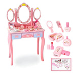 Princess-Themed Kids Makeup Vanity Set with Mirror and Storage