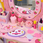 Princess-Themed Kids Makeup Vanity Set with Mirror and Storage
