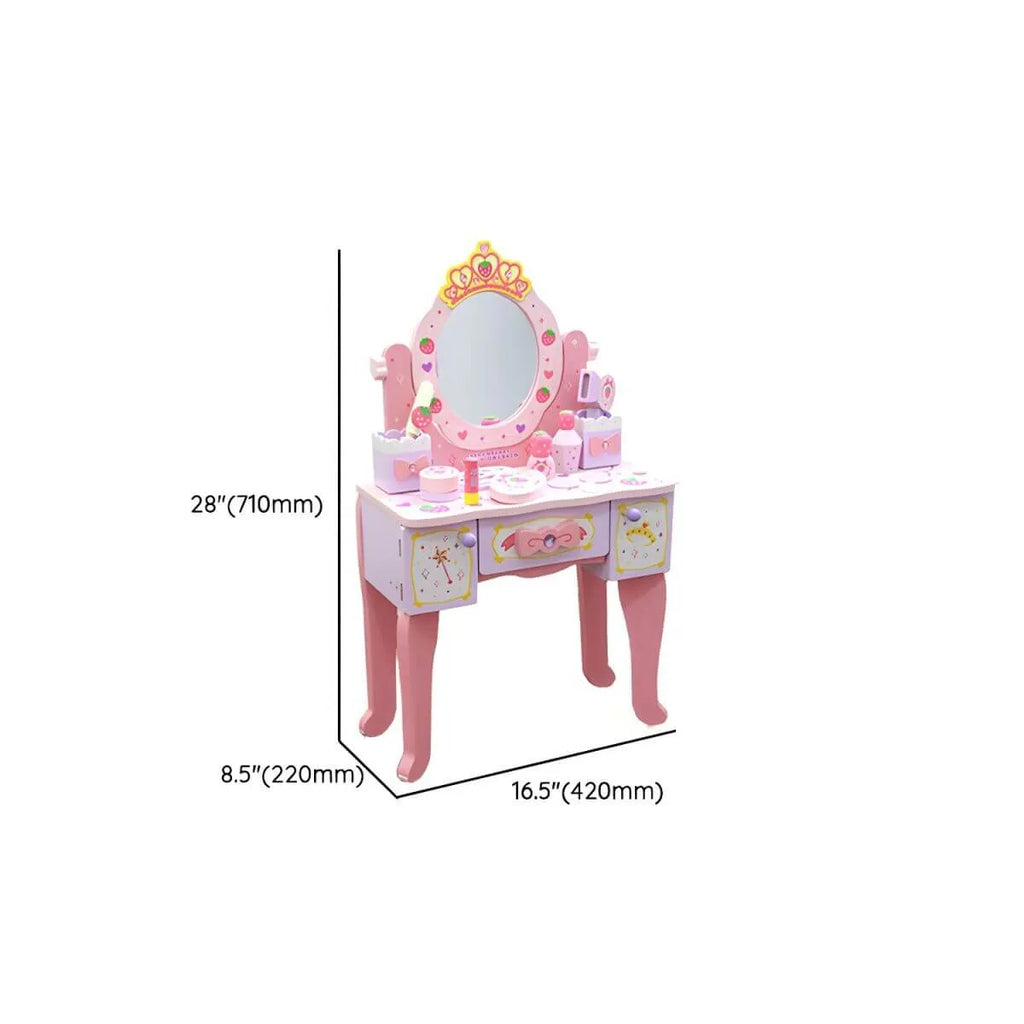 Princess-Themed Kids Makeup Vanity Set with Mirror and Storage Dimensions