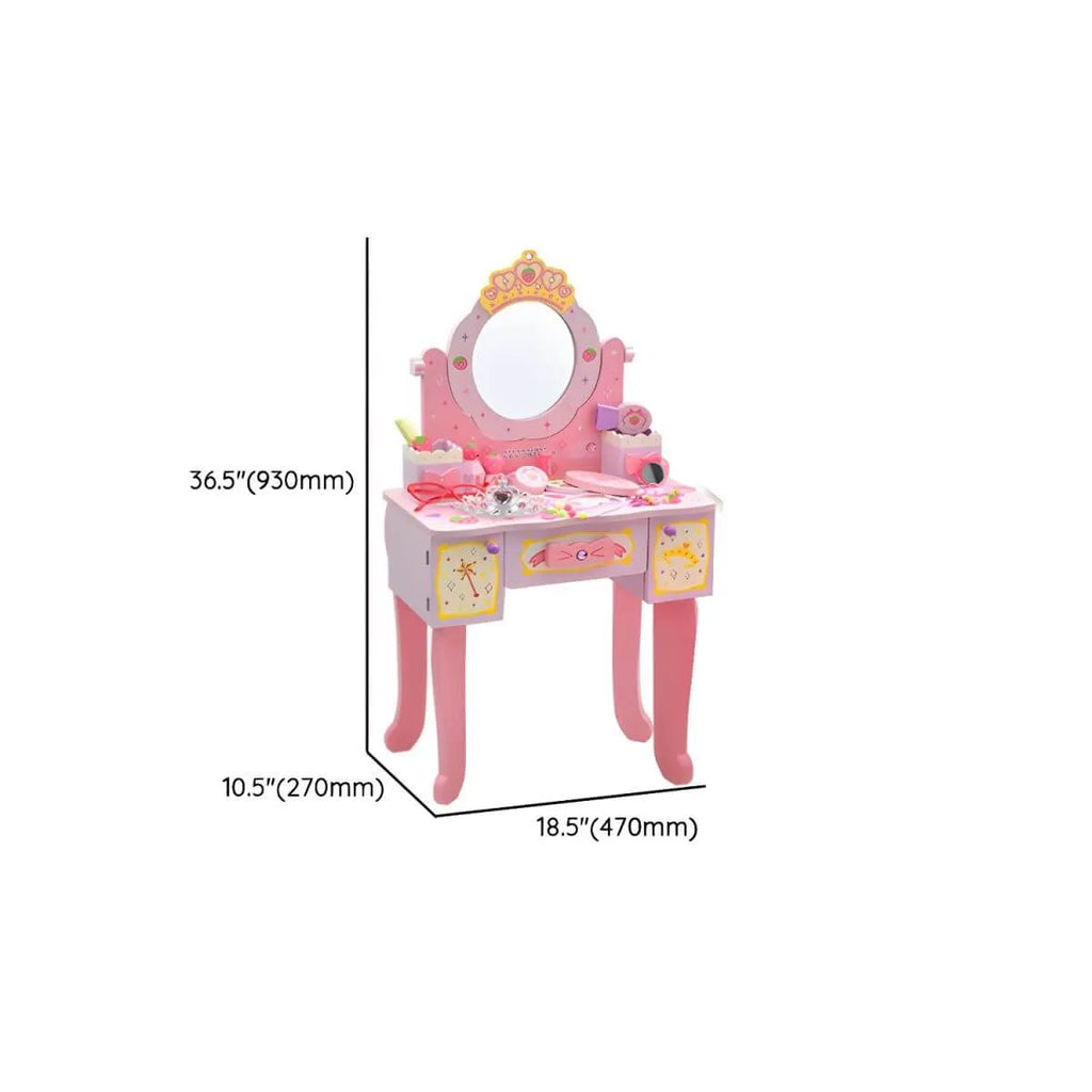 Princess-Themed Kids Makeup Vanity Set with Mirror and Storage Dimensions
