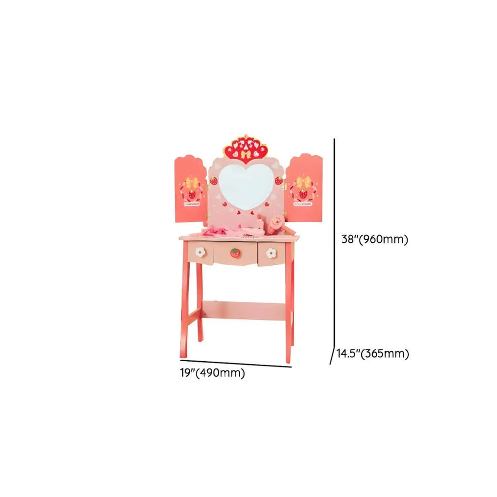 Princess-Themed Kids Makeup Vanity Set with Mirror and Storage Dimensions