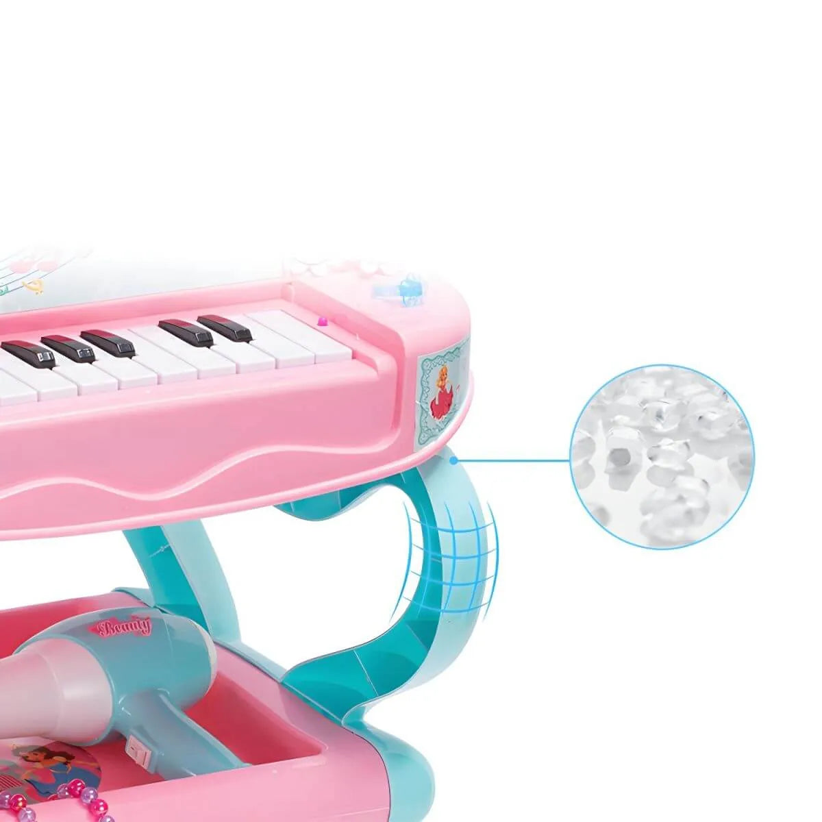 Princess-Themed Kids Makeup Vanity Set with Mirror and Toy in Blue & Pink