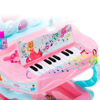 Princess-Themed Kids Makeup Vanity Set with Mirror and Toy in Blue & Pink