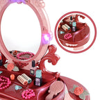 Princess-Themed Kids Makeup Vanity with LED Mirror and Stool
