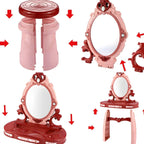 Princess-Themed Kids Makeup Vanity with LED Mirror and Stool