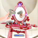 Princess-Themed Kids Makeup Vanity with LED Mirror and Stool