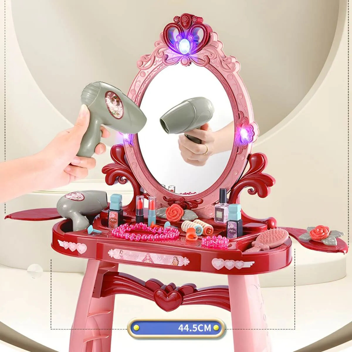 Princess-Themed Kids Makeup Vanity with LED Mirror and Stool