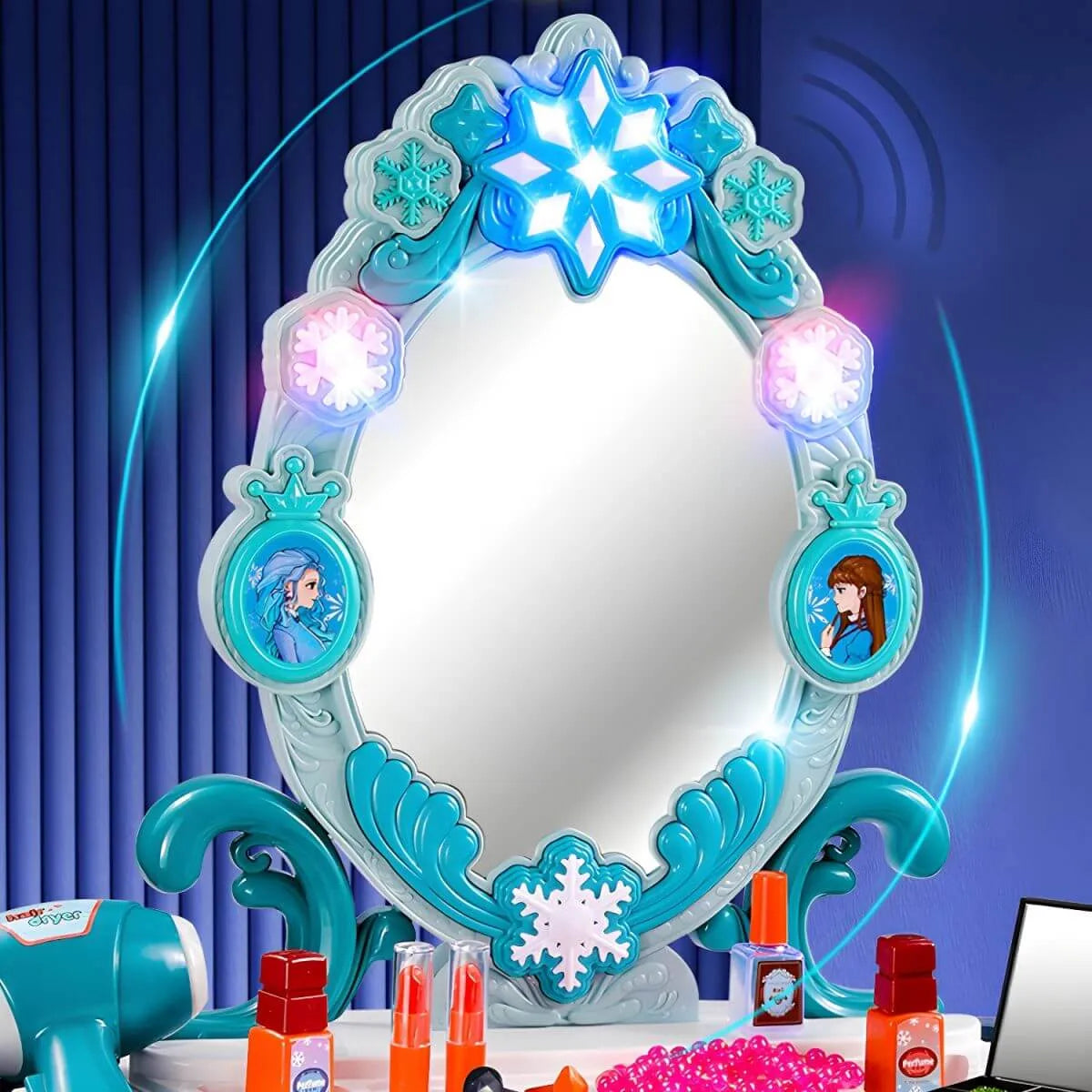 Princess-Themed Kids Makeup Vanity with LED Mirror and Stool
