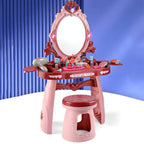 Princess-Themed Kids Makeup Vanity with LED Mirror and Stool