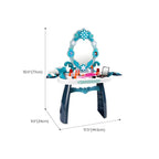 Princess-Themed Kids Makeup Vanity with LED Mirror and Stool Dimensions
