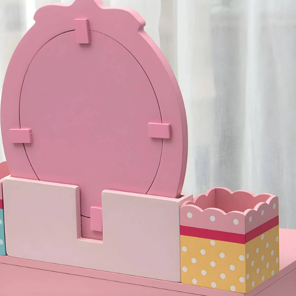 Princess-Themed Kids Makeup Vanity with Mirror and Storage