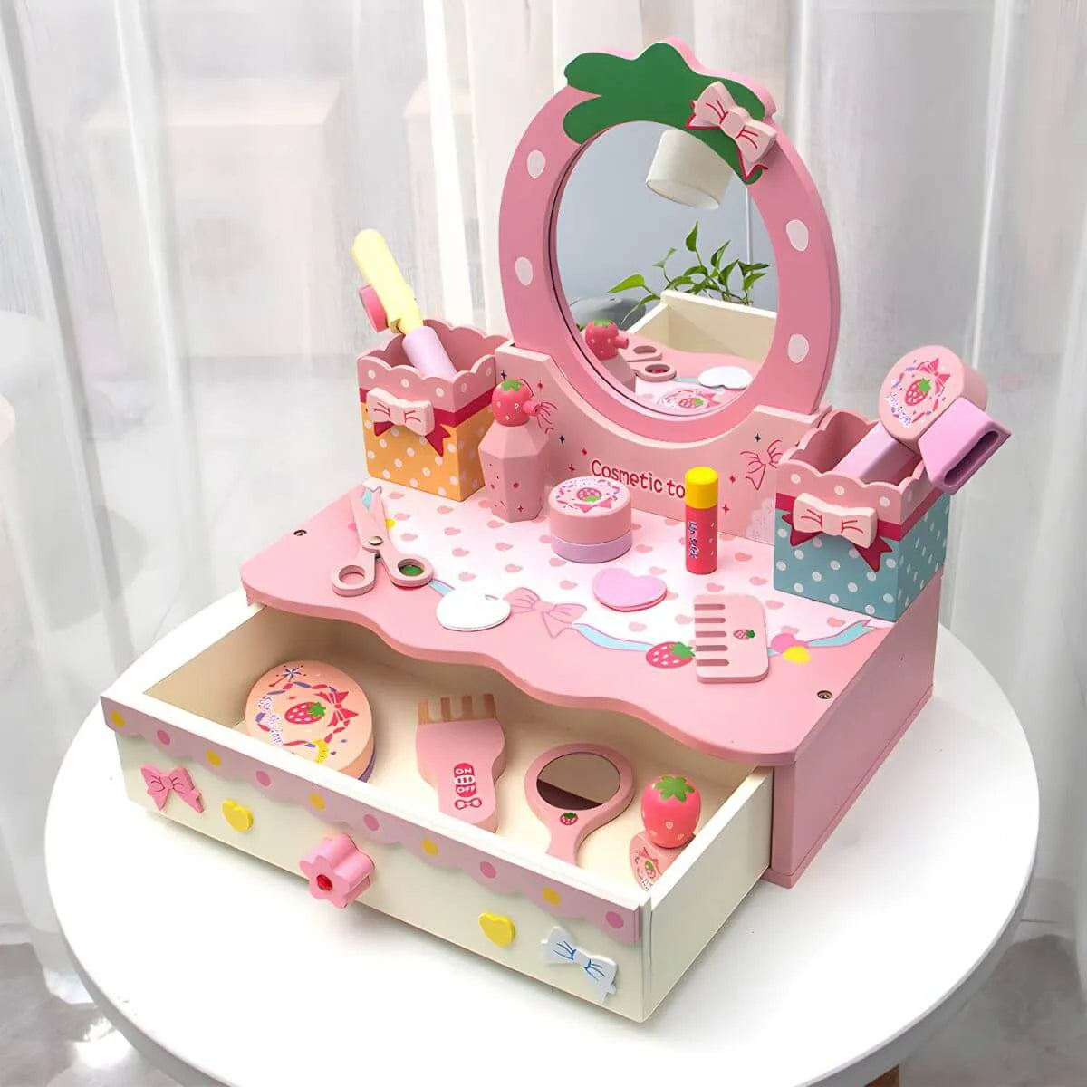 Princess-Themed Kids Makeup Vanity with Mirror and Storage