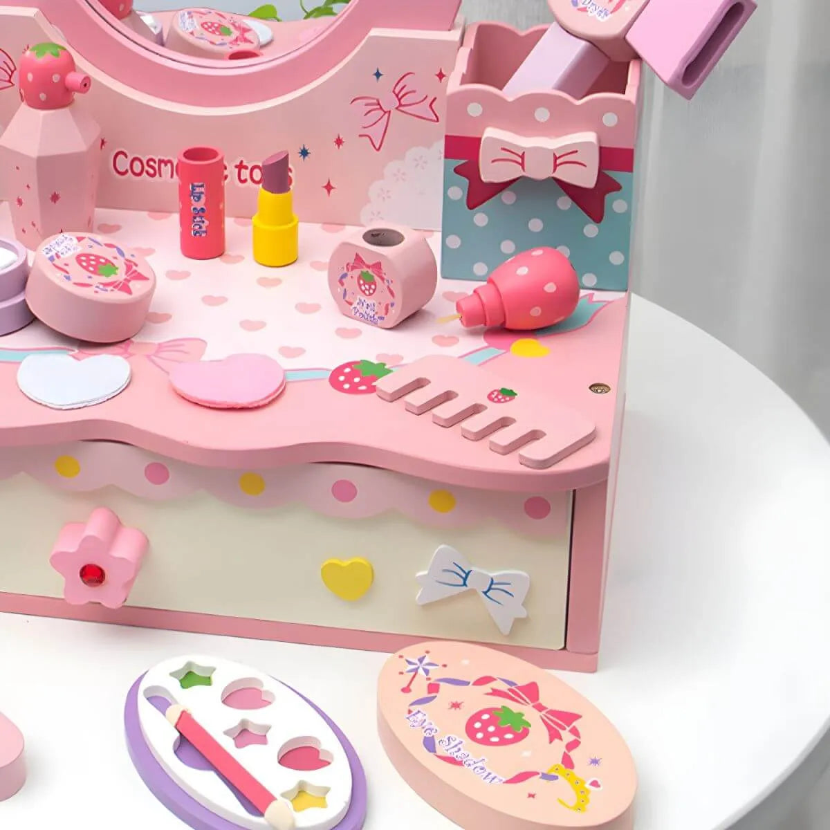Princess-Themed Kids Makeup Vanity with Mirror and Storage