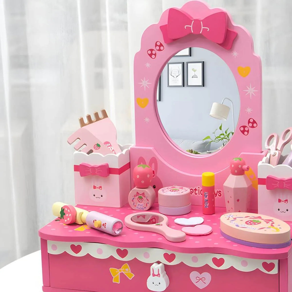 Princess-Themed Kids Makeup Vanity with Mirror and Storage