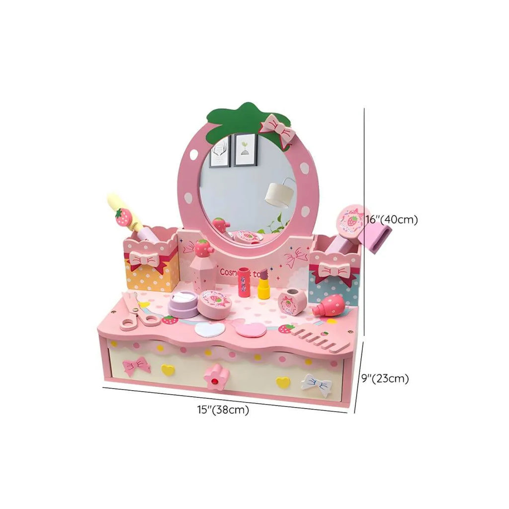 Princess-Themed Kids Makeup Vanity with Mirror and Storage Dimensions