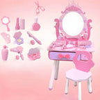 Princess-Themed Kids Vanity Set with Mirror, Chair & Toy Accessories