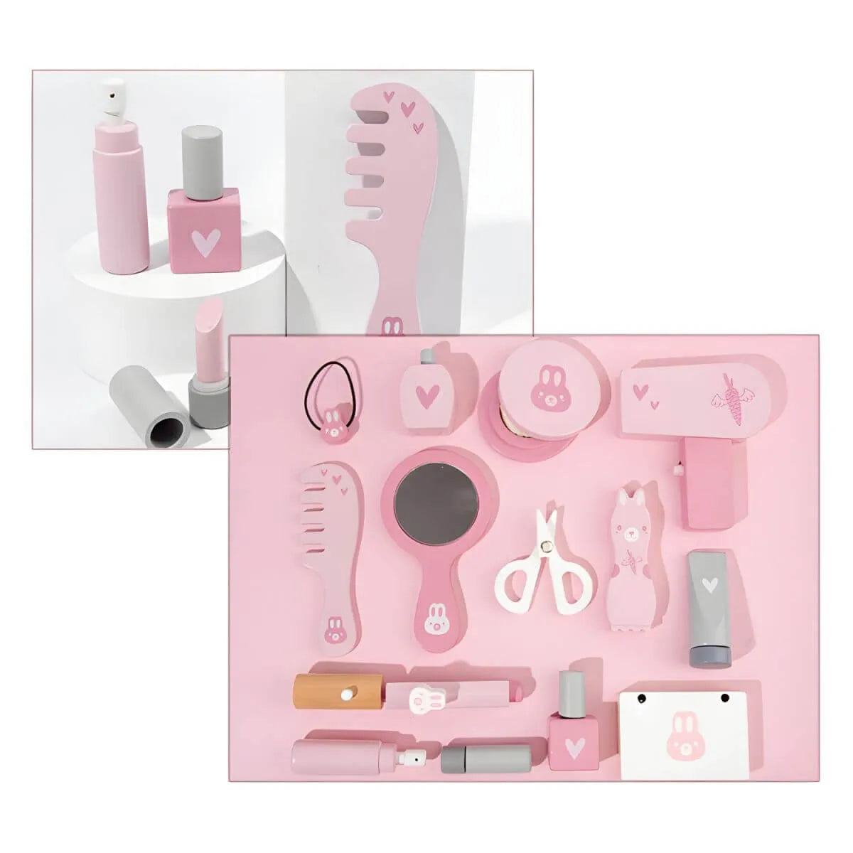 Princess-Themed Kids Vanity Set with Mirror, Chair & Toy Accessories