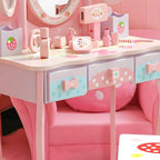 Princess-Themed Kids Vanity Set with Mirror, Chair & Toy Accessories