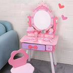 Princess-Themed Kids Vanity Set with Mirror, Chair & Toy Accessories