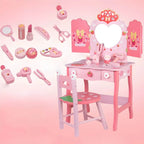 Princess-Themed Kids Vanity Set with Mirror, Chair & Toy Accessories