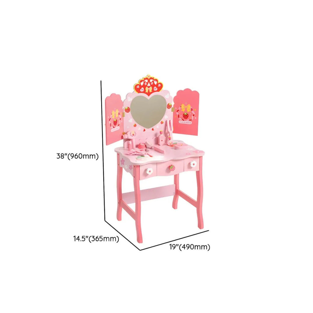 Princess-Themed Kids Vanity Set with Mirror, Chair & Toy Accessories Dimensions
