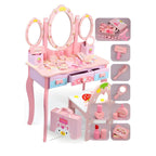 Princess-Themed Pink Wood Vanity Set with Mirror and Chair for Kids