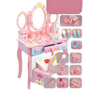 Princess-Themed Pink Wood Vanity Set with Mirror and Chair for Kids