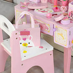 Princess-Themed Pink Wood Vanity Set with Mirror and Chair for Kids