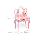 Princess-Themed Pink Wood Vanity Set with Mirror and Chair for Kids Dimensions