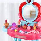 Princess-Themed Plastic Kids Vanity Set with LED Mirror and Stool
