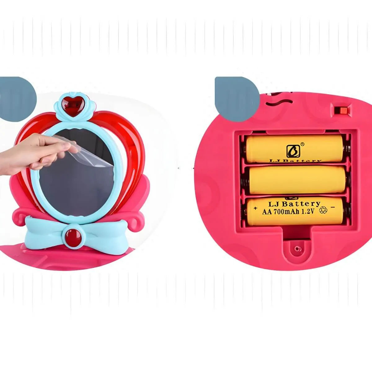 Princess-Themed Plastic Kids Vanity Set with LED Mirror and Stool