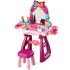 Princess-Themed Plastic Kids Vanity Set with LED Mirror and Stool