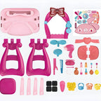 Princess-Themed Plastic Kids Vanity Set with LED Mirror and Stool