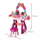 Princess-Themed Plastic Kids Vanity Set with LED Mirror and Stool Dimensions