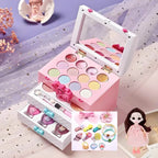Princess-Themed Plastic Vanity Set with Mirror and Makeup Kit