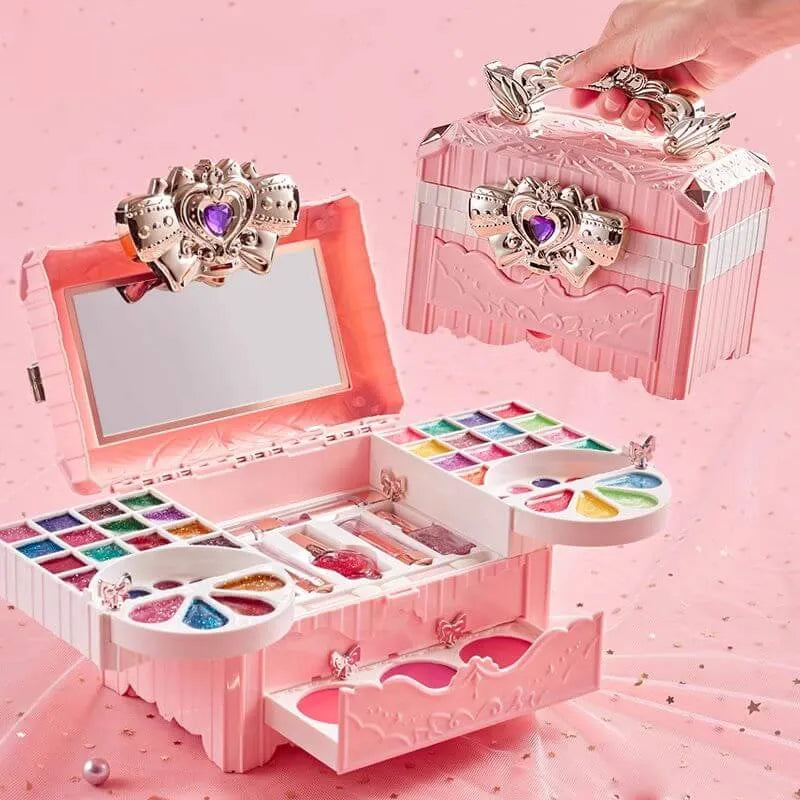 Princess-Themed Plastic Vanity Set with Mirror and Makeup Kit