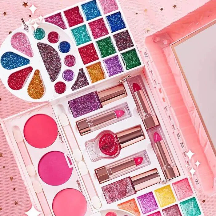 Princess-Themed Plastic Vanity Set with Mirror and Makeup Kit