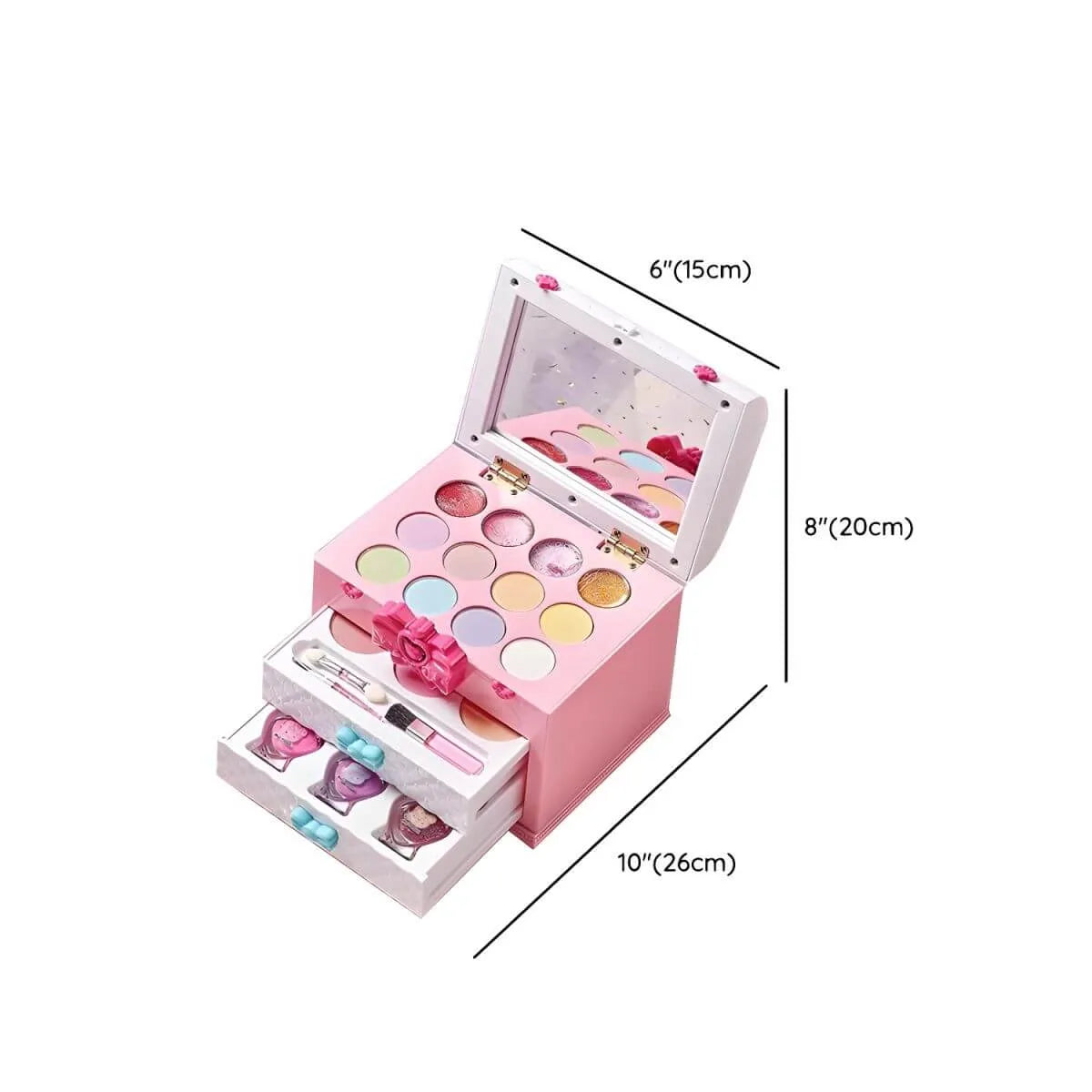 Princess-Themed Plastic Vanity Set with Mirror and Makeup Kit Dimensions