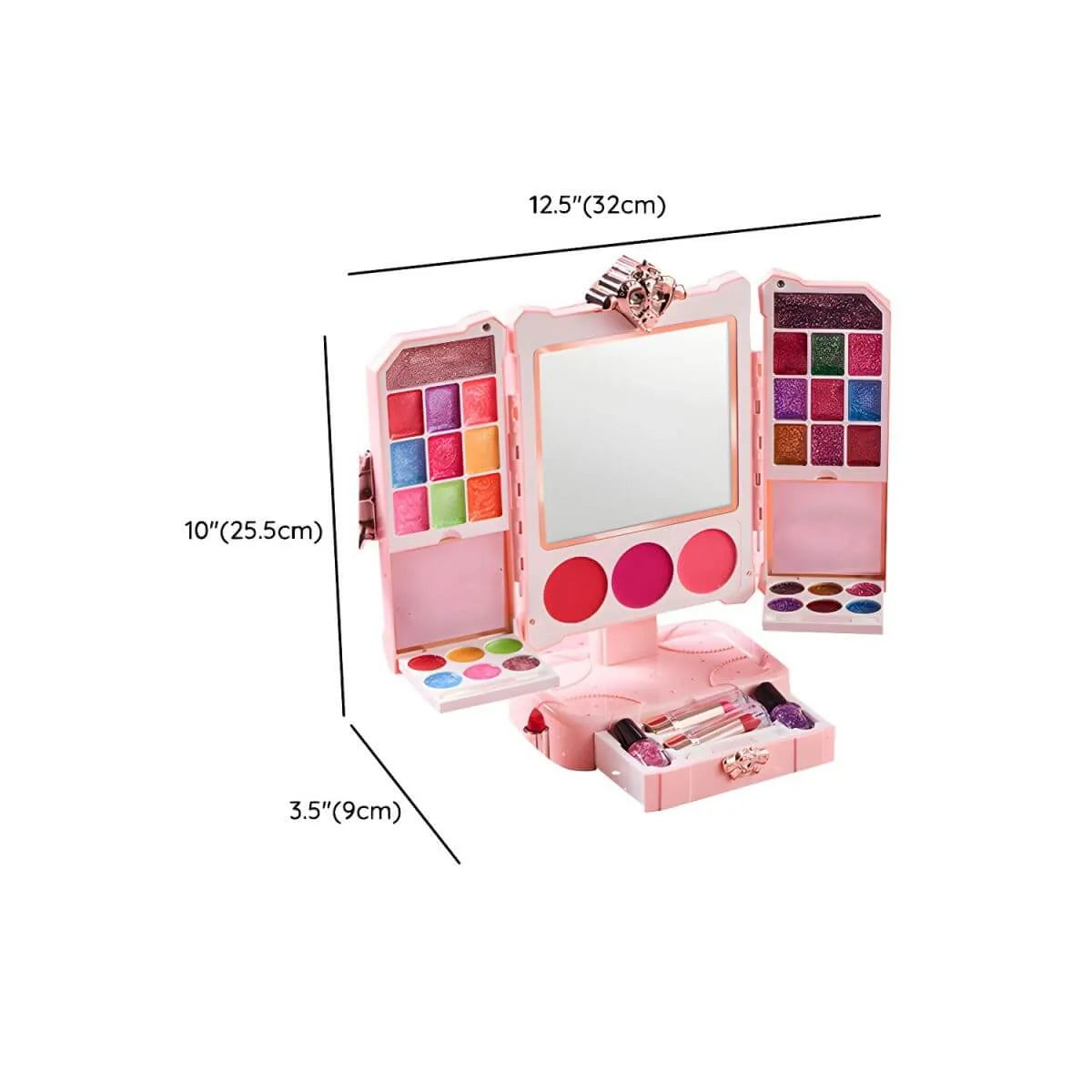Princess-Themed Plastic Vanity Set with Mirror and Makeup Kit Dimensions