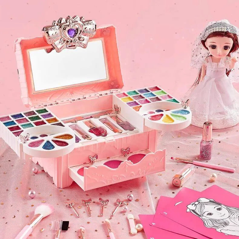 Princess-Themed Plastic Vanity Set with Mirror and Makeup Kit Main Product Image