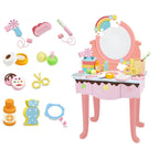 Princess-Themed Wooden Kids Makeup Vanity Set with Mirror and Storage