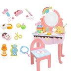 Princess-Themed Wooden Kids Makeup Vanity Set with Mirror and Storage