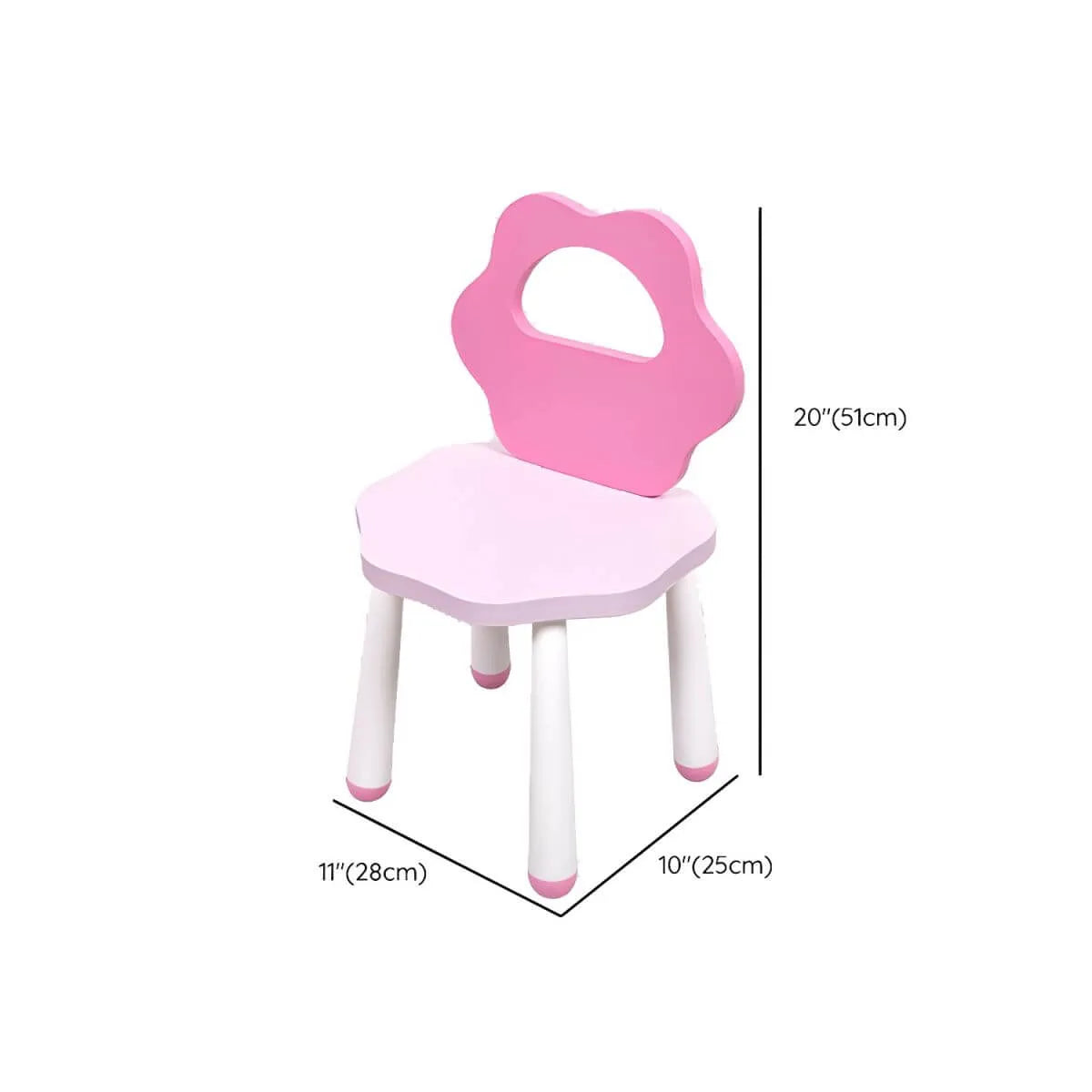 Princess-Themed Wooden Kids Makeup Vanity Set with Mirror and Storage Dimensions